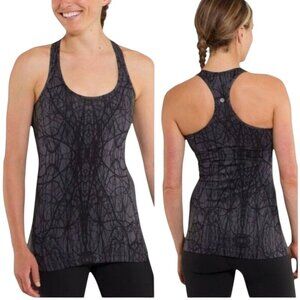 Lululemon Cool Racerback Coal Ground Nesting Black Bird Womens Size 8/10 Gym